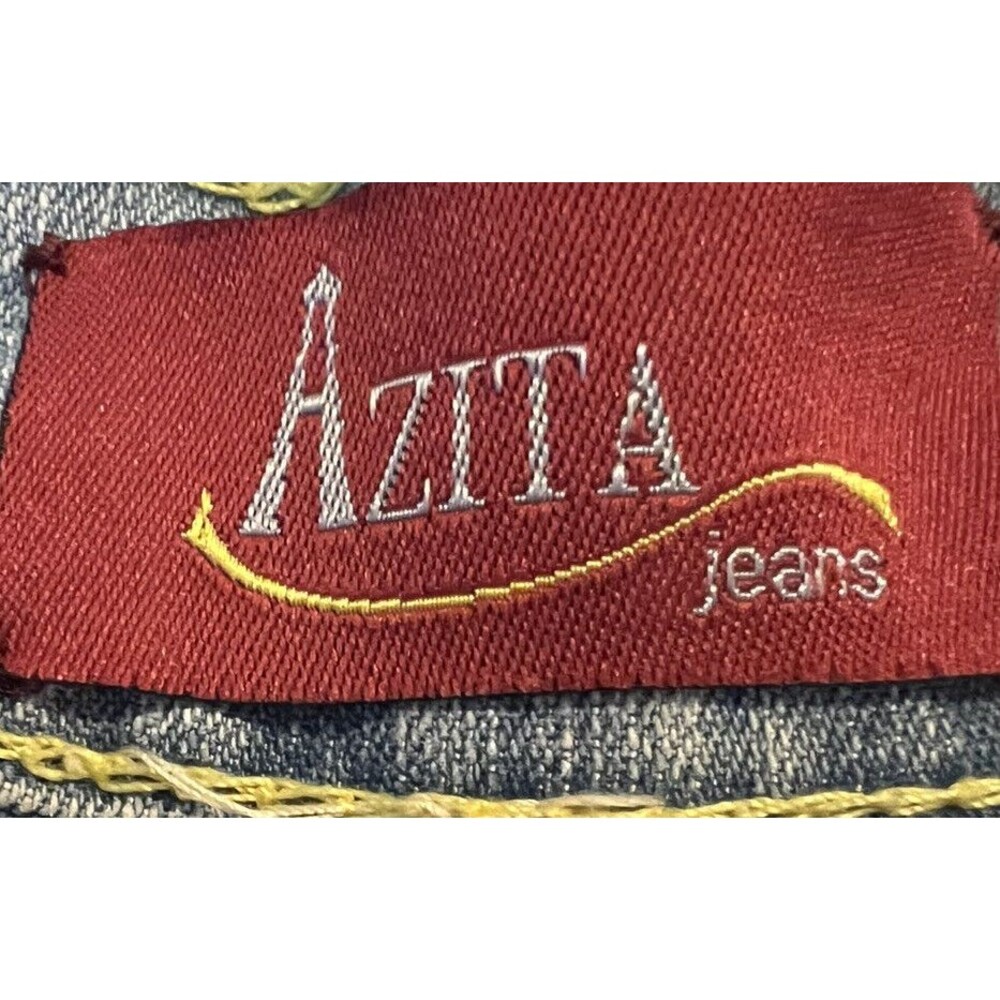 Azita Blue Light Wash Flower Beaded Pocket Flare Leg Jeans Size 30 - Picture 6 of 8
